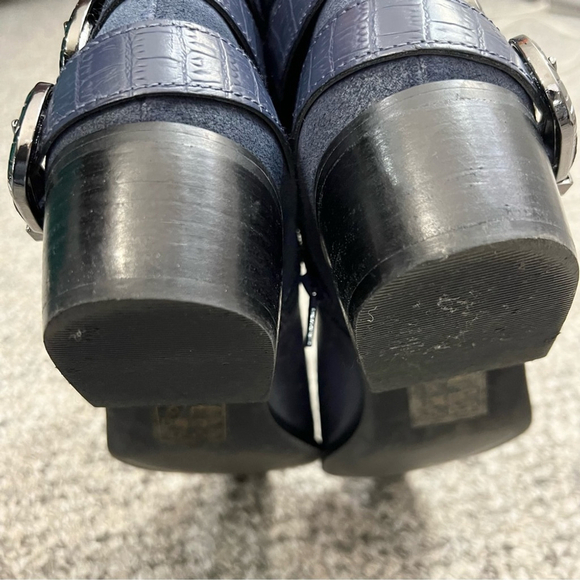 SOLD ALDO blue leather western boho buckle ankle boots 8.5 - Picture 8 of 15